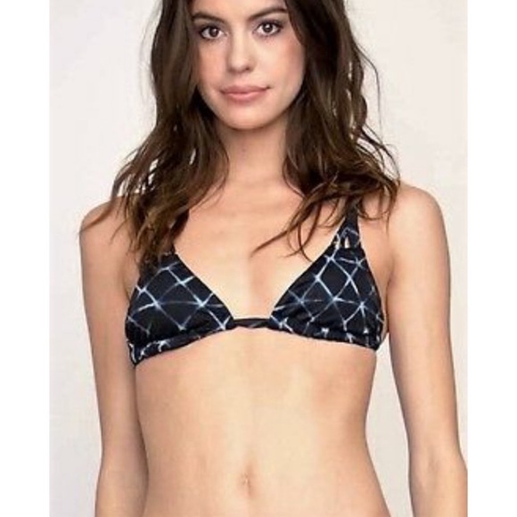 🆕 RVCA Crystalized adjustable triangle black blue bikini top - Picture 1 of 8